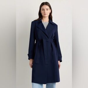 Quince Women's Navy Crepe Belted Trench Coat
